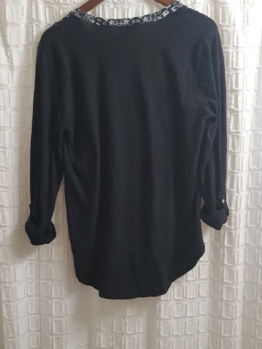 Lucky Brand Black Button-Front Blouse with Patterned Placket - Picture 9 of 16